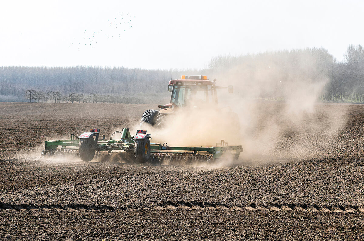tavaszi, Kombinátorral készítik elő a talajt a vetéshez, mezőgazdaság, munka