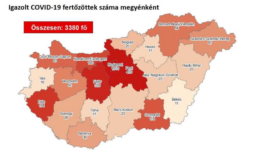 koronavírus térkép 11 fertőzött