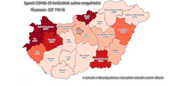 fertőzöttek száma Békés megyében