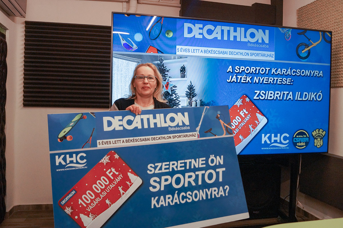 Ildikó már át is vette a Decathlon 100.000 forint értékű vásárlási utalványát
