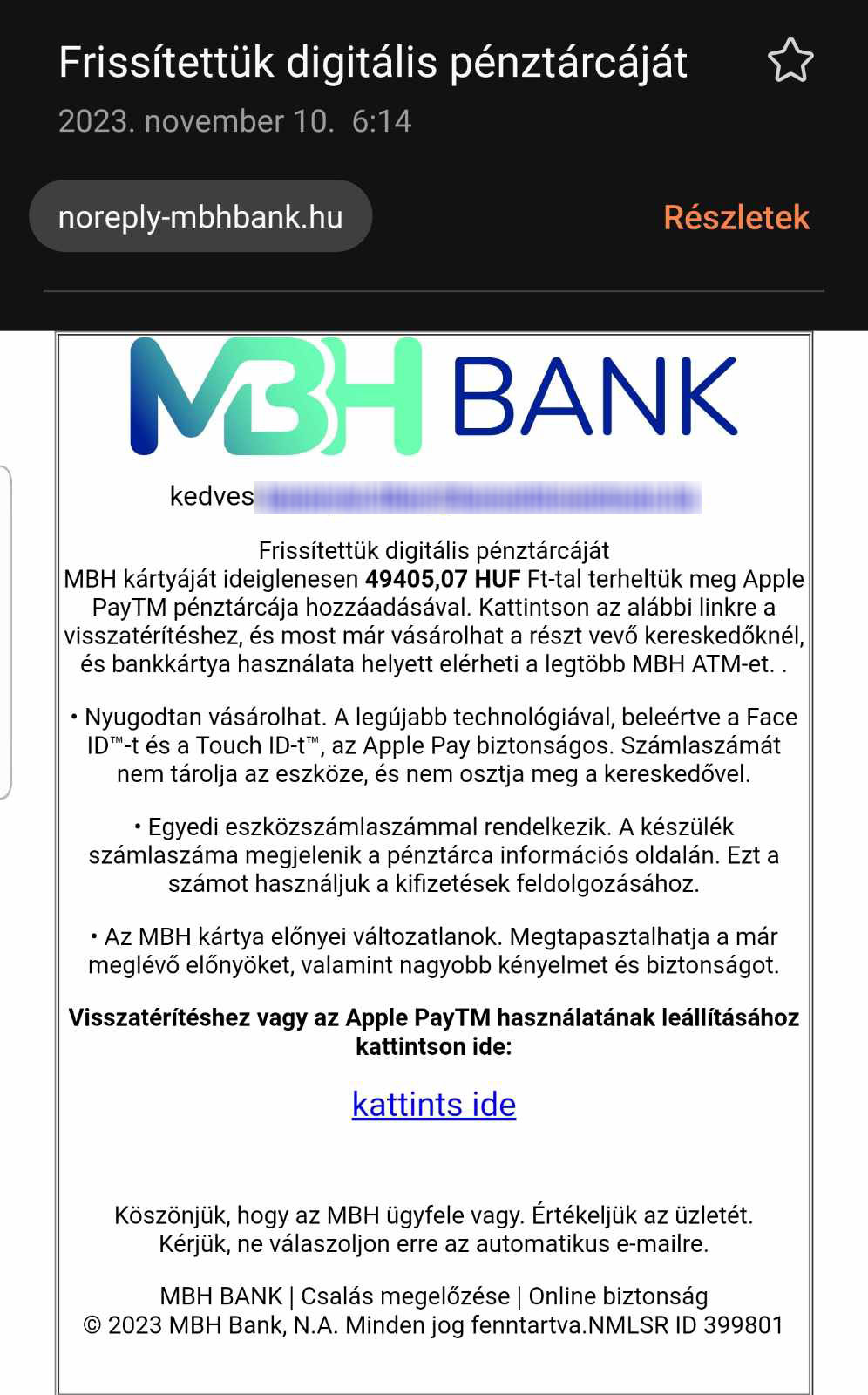 MBH banki csalás kísérlet
