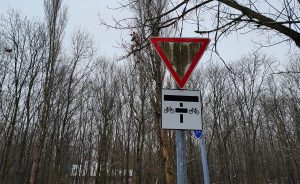 jelzőtábla, elsőbbségadás kötelező, kidöntötte a jelzőtáblákat