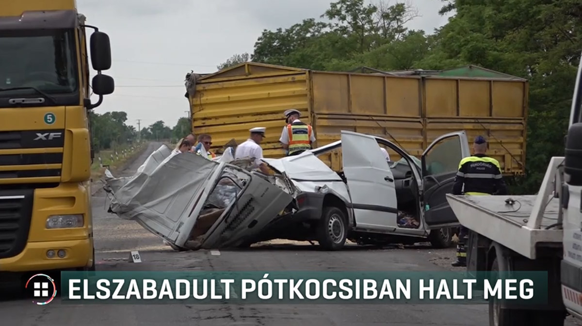 Halálos baleset történt Békéscsaba és Csabaszabadi között: kisteherautó ütközött egy kamion pótkocsijával