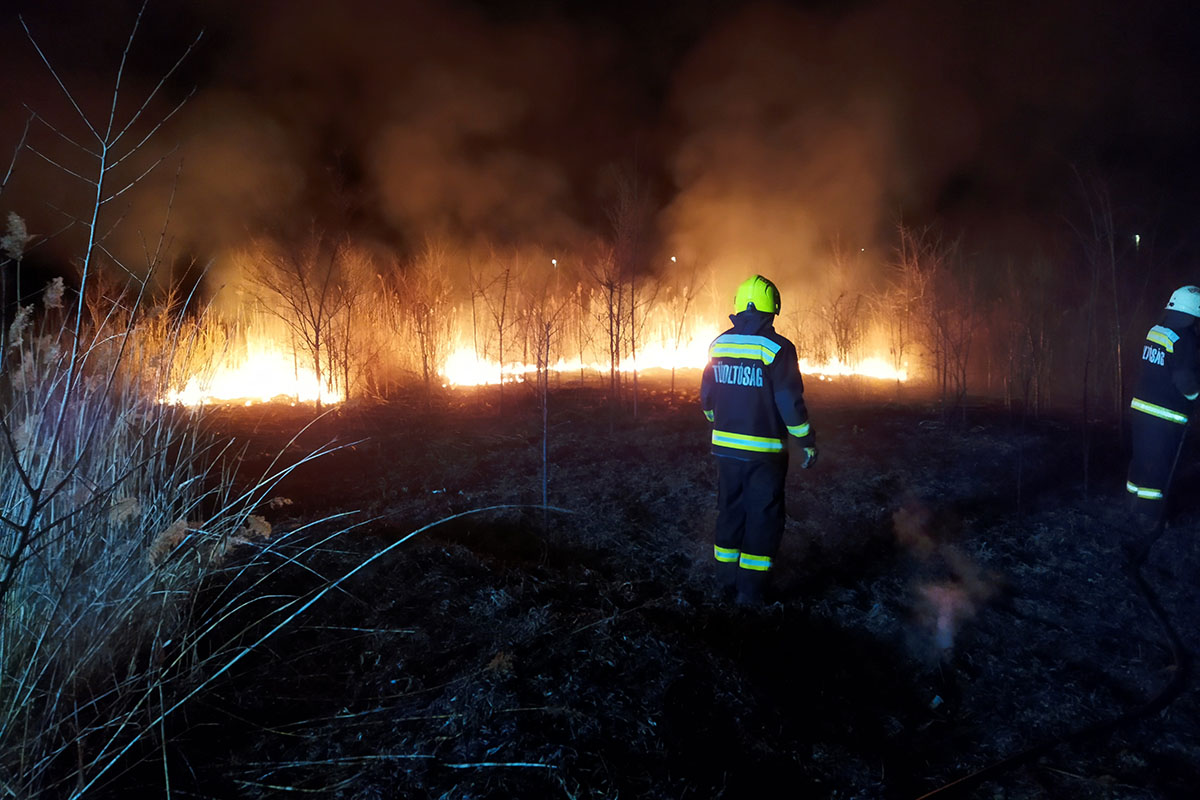 Száz négyzetméteren égett a nádas Mezőberényben