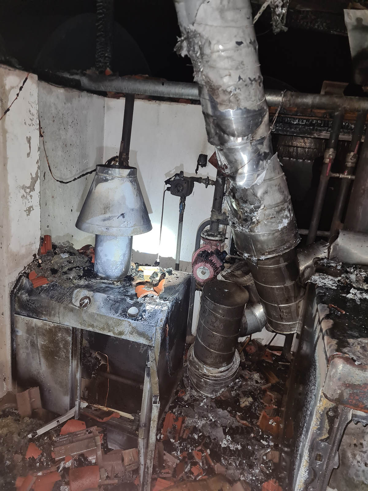 kigyulladt kazánház Mezőkovácsházán