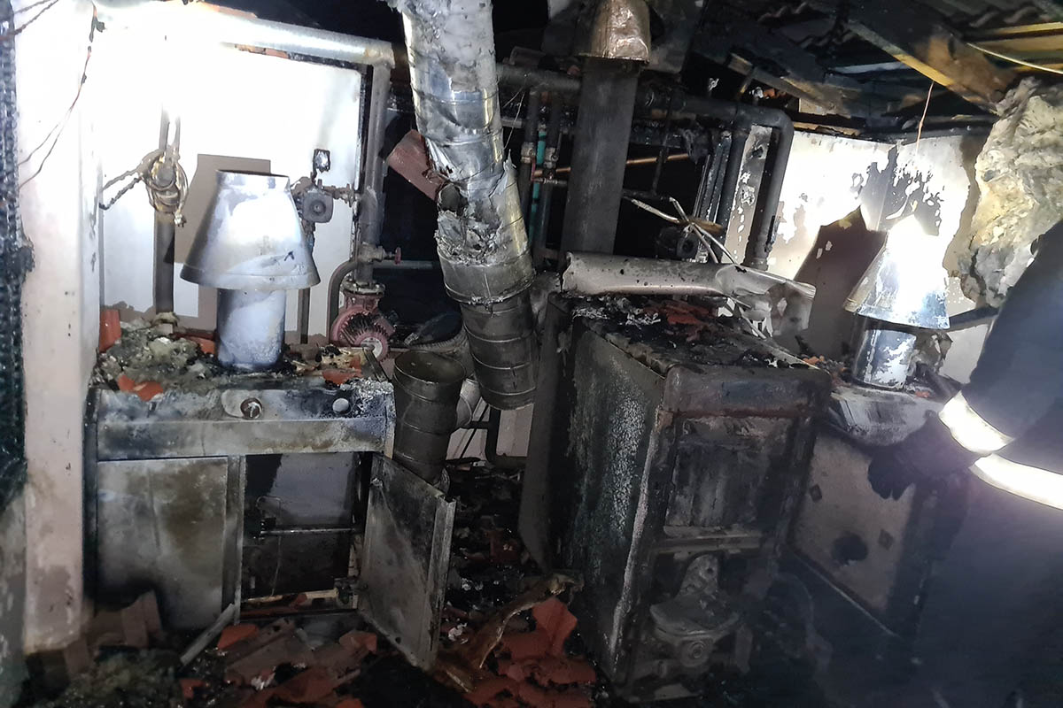 kigyulladt kazánház Mezőkovácsházán