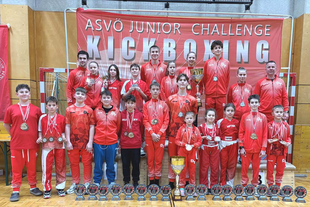 Éremzuhatag Ausztriában: taroltak a békéscsabai kick-boxosok az ASVÖ Junior Challenge-en