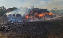 Több tucat körbála égett