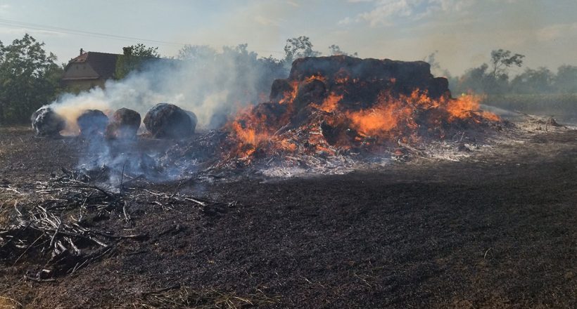Több tucat körbála égett