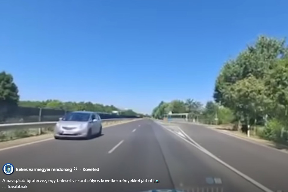 Menetiránnyal szemben hajtott fel a 44-esre egy autós Békéscsaba és Gyula között